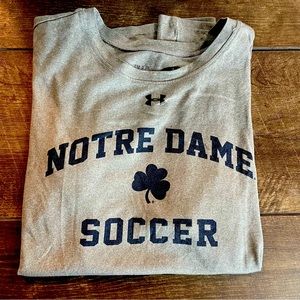 Under Armour loose hear gear Notre Dame soccer gray tshirt